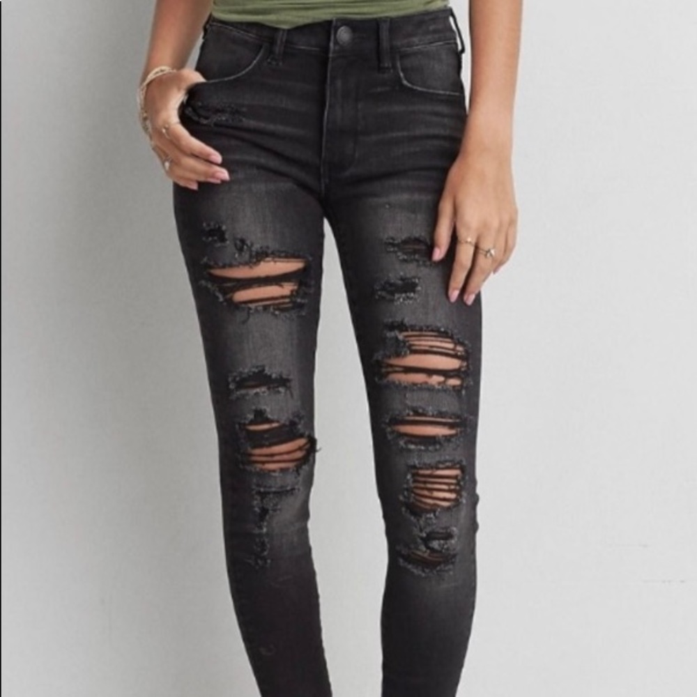 black ripped ae jeans